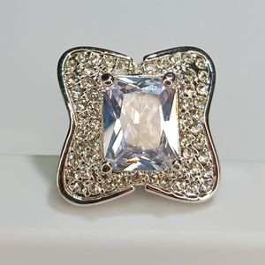 Camille Lucie Cocktail Statement Dress Ring Rhinestone Crystal Size 7